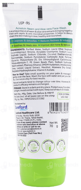 Acnetoin Active Neem And Aloevera Face Wash 70gm
